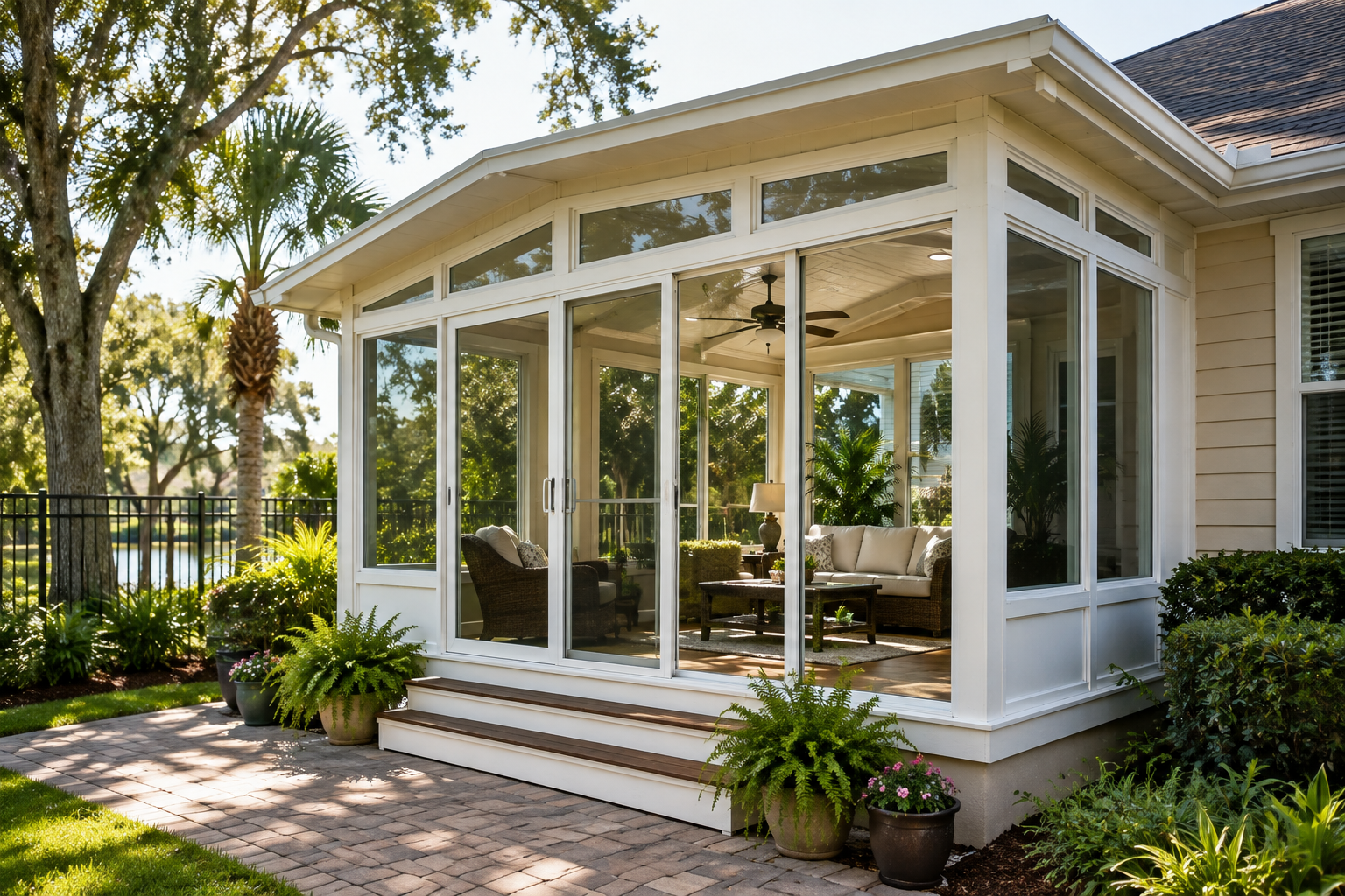 Modern four-season sunroom addition built by a professional sunroom builder in Jacksonville, FL