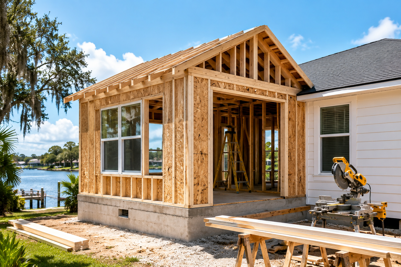 Professional home addition construction project by a licensed contractor in St. Augustine, FL
