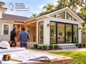 Contractor helping a homeowner plan a home addition by Beyond Average Builders