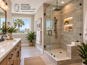Modern shower remodeling in St. Augustine FL by Beyond Average Builders