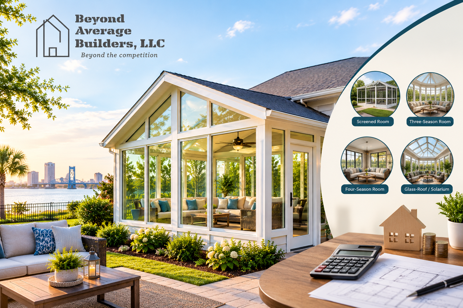 Modern sunroom addition in Jacksonville, FL, illustrating different sunroom styles and cost-planning considerations.